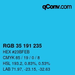 Color code: RGB 35 191 235 | qconv.com