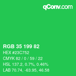 Color code: RGB 35 199 82 | qconv.com