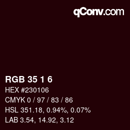 Color code: RGB 35 1 6 | qconv.com