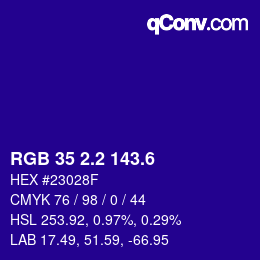 カラーコード: RGB 35 2.2 143.6 | qconv.com