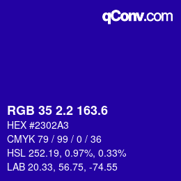 カラーコード: RGB 35 2.2 163.6 | qconv.com