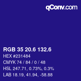 カラーコード: RGB 35 20.6 132.6 | qconv.com