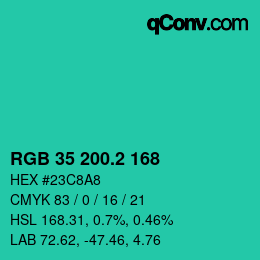 カラーコード: RGB 35 200.2 168 | qconv.com