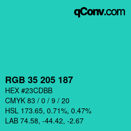 Farbcode: RGB 35 205 187 | qconv.com