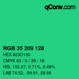Código de color: RGB 35 209 128 | qconv.com