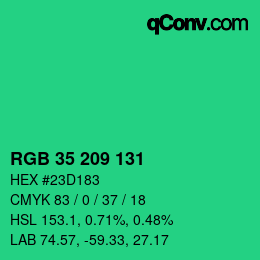 Farbcode: RGB 35 209 131 | qconv.com