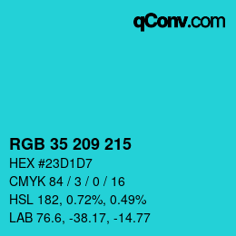 カラーコード: RGB 35 209 215 | qconv.com
