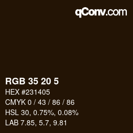 Color code: RGB 35 20 5 | qconv.com