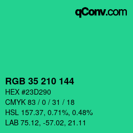 颜色代码: RGB 35 210 144 | qconv.com