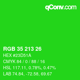 カラーコード: RGB 35 213 26 | qconv.com