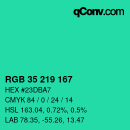 Color code: RGB 35 219 167 | qconv.com