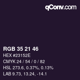 Color code: RGB 35 21 46 | qconv.com