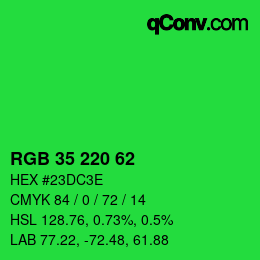 颜色代码: RGB 35 220 62 | qconv.com