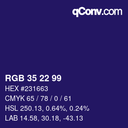 カラーコード: RGB 35 22 99 | qconv.com