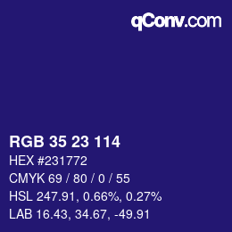Color code: RGB 35 23 114 | qconv.com