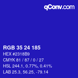 カラーコード: RGB 35 24 185 | qconv.com