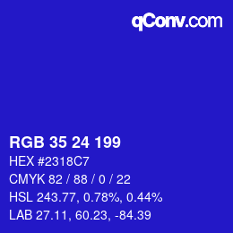 Color code: RGB 35 24 199 | qconv.com