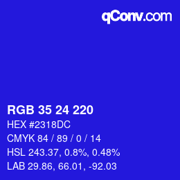 Color code: RGB 35 24 220 | qconv.com