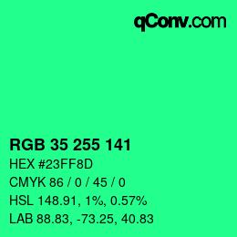 Color code: RGB 35 255 141 | qconv.com