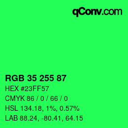 カラーコード: RGB 35 255 87 | qconv.com