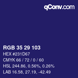 Color code: RGB 35 29 103 | qconv.com