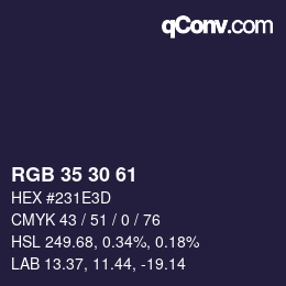 Farbcode: RGB 35 30 61 | qconv.com