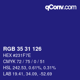 カラーコード: RGB 35 31 126 | qconv.com