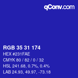 Color code: RGB 35 31 174 | qconv.com