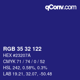 Farbcode: RGB 35 32 122 | qconv.com