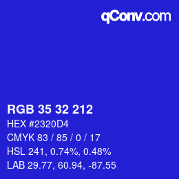 Código de color: RGB 35 32 212 | qconv.com