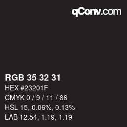 Color code: RGB 35 32 31 | qconv.com