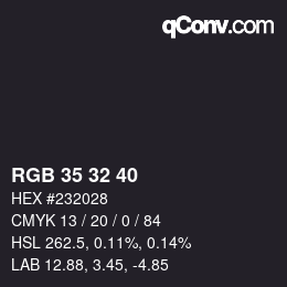 Código de color: RGB 35 32 40 | qconv.com