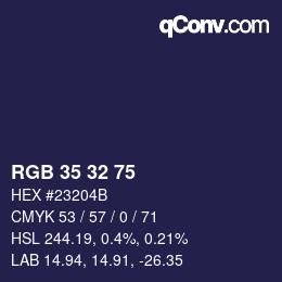 Color code: RGB 35 32 75 | qconv.com