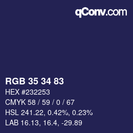 カラーコード: RGB 35 34 83 | qconv.com