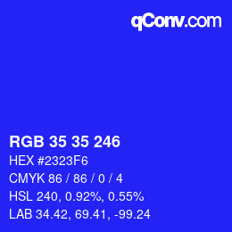 Color code: RGB 35 35 246 | qconv.com
