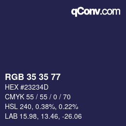 Code couleur: RGB 35 35 77 | qconv.com
