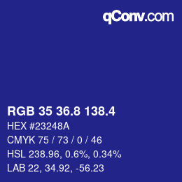 カラーコード: RGB 35 36.8 138.4 | qconv.com