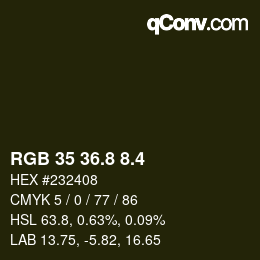 カラーコード: RGB 35 36.8 8.4 | qconv.com
