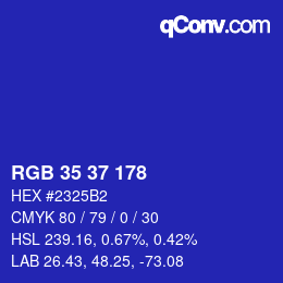 Color code: RGB 35 37 178 | qconv.com