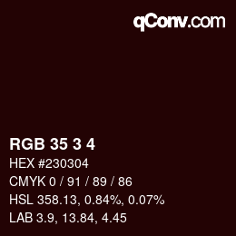 Color code: RGB 35 3 4 | qconv.com