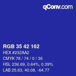 カラーコード: RGB 35 42 162 | qconv.com