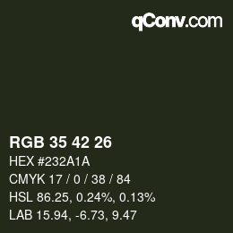Farbcode: RGB 35 42 26 | qconv.com