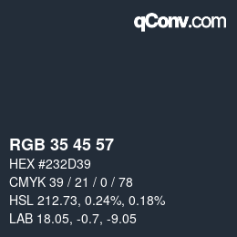 Color code: RGB 35 45 57 | qconv.com