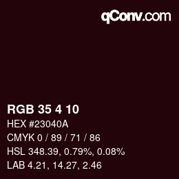 Farbcode: RGB 35 4 10 | qconv.com