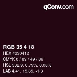 カラーコード: RGB 35 4 18 | qconv.com