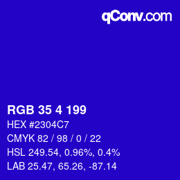 Color code: RGB 35 4 199 | qconv.com