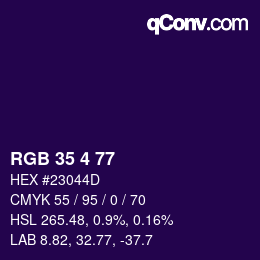 Color code: RGB 35 4 77 | qconv.com