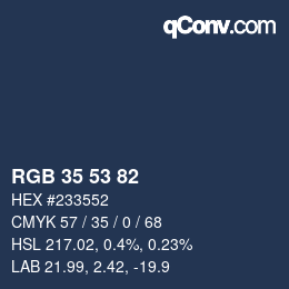 Code couleur: RGB 35 53 82 | qconv.com