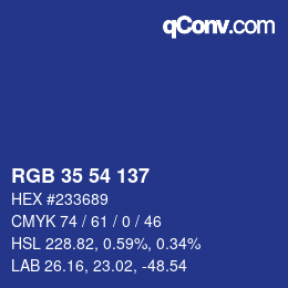 カラーコード: RGB 35 54 137 | qconv.com