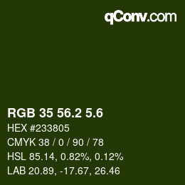 カラーコード: RGB 35 56.2 5.6 | qconv.com